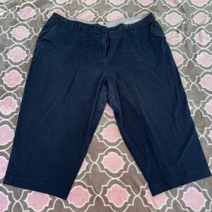 Leslie Fay Plus Size 22W Classic Navy Blue Capris with Stretch Waist 90s Vibes